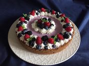A picture of blueberry raspberry dessert
