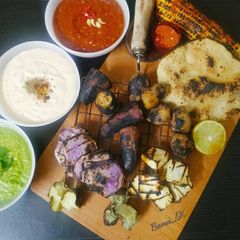 A picture of Roasted Roots vegetables with Spicy Dip.