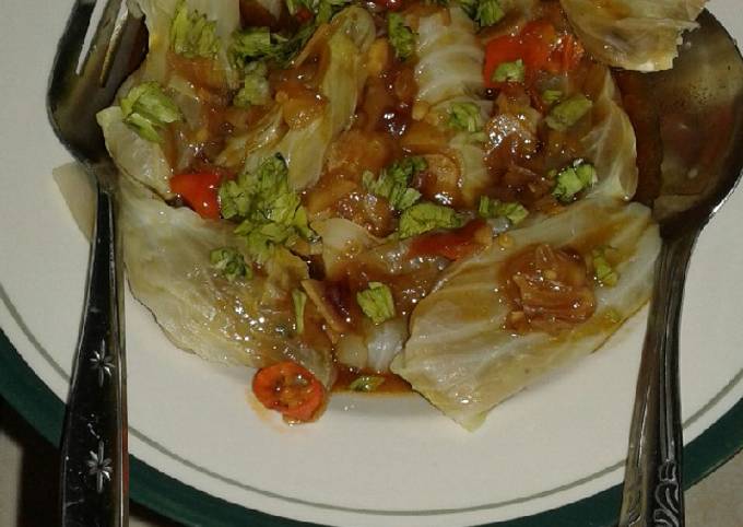Kol gulung isi rebon with saus hot foto resep utama
