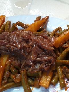 صورة لوصفة لوبيا لخضراء بدون لحم 😋😋