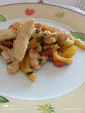 Straccetti di pollo con peperoni arrostiti