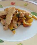 Straccetti di pollo con peperoni arrostiti