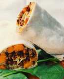 Rolls con baba ghanoush, patate dolci e tofu croccante