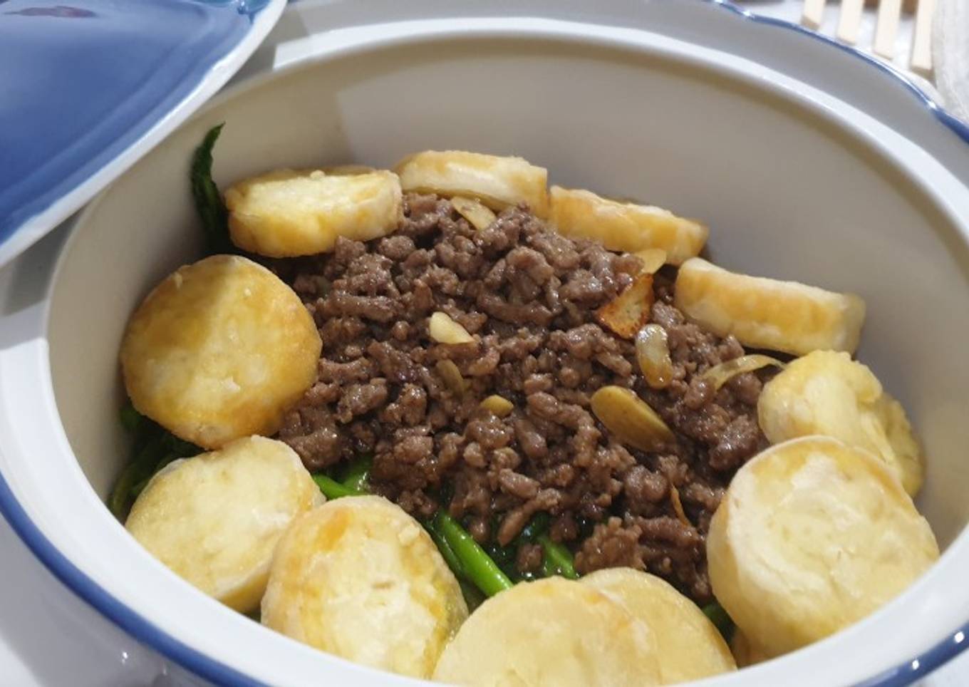 Cah Kailan dan Tofu siram daging cincang(kids friendly menu)