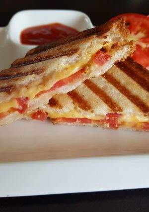 A picture of Tomato and Cheese Grilled Sandwich.