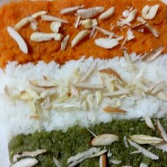 A picture of Tiranga Dessert-Carrot Coconut Bottlegourd Halwa.