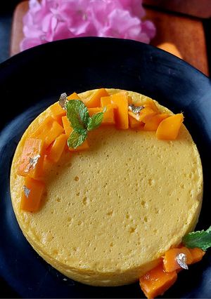 A picture of Mango Bhapa Doi.