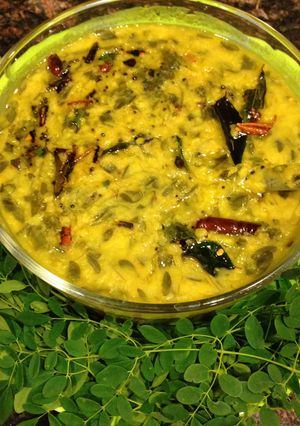 A picture of Drumstick leaf with Moong daal.