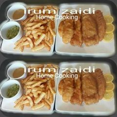A picture of 🐟🍟Fish and Chips with🍟🐟(curry sauce and mushy peas).