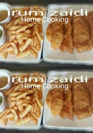 A picture of 🐟🍟Fish and Chips with🍟🐟(curry sauce and mushy peas).
