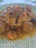 Albóndigas de mero y gambas