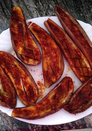 Una foto de Berenjenas asadas al microondas