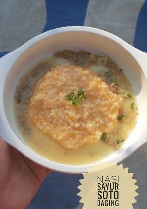 Foto resep Mpasi 8bulan bubur nasi wortel soto daging