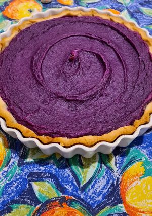 Una foto de Tarta de camote morado