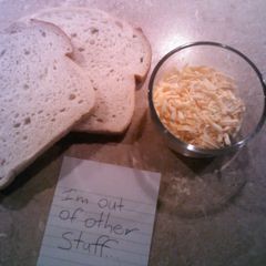 A picture of Bread, Cheese, and other things.
