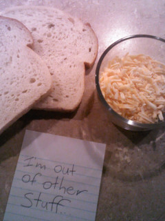 A picture of Bread, Cheese, and other things.