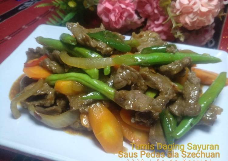 Tumis Daging Sayuran Saus Pedas ala Szechuan