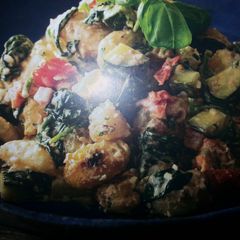A picture of Gnocchi with homemade creme fraiche pesto.