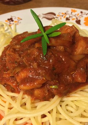 Villámgyors gombás-paradicsomos spagetti recept fotója