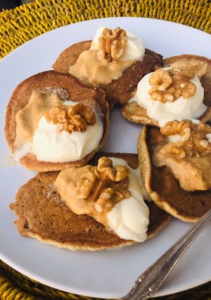 Una foto de Keto - Hotcakes o mini Panqueques de Coco con Dulce de Leche Keto