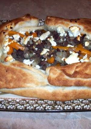 A picture of Mediterranean beef tart.
