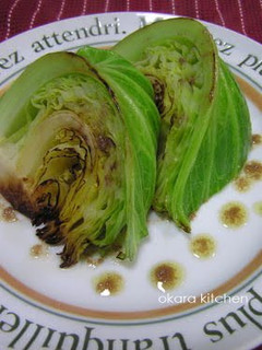 A picture of Grilled Spring Cabbage with Anchovy Sauce.