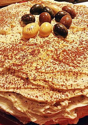 A picture of Mocha ButterCream~ Chocolate Pudding Espresso Cake ~.