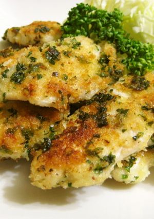 A picture of Chicken Breast Fried in Mayonnaise and Panko.