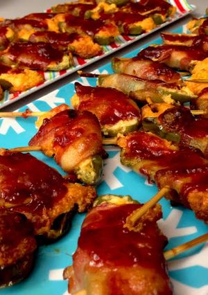 A picture of Bacon Wrapped Jalapeño Poppers.