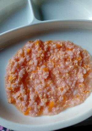 Foto resep MPASI 9m nasi tim telur wortel