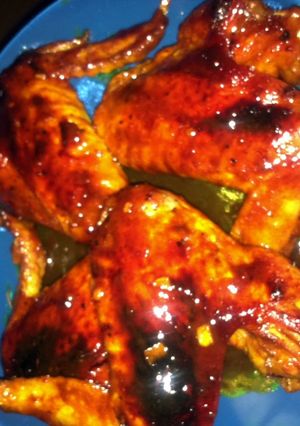 A picture of Orange barbeque glazed chicken.