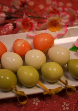 A picture of Tricolored Quail Eggs for Hanami Bentos.