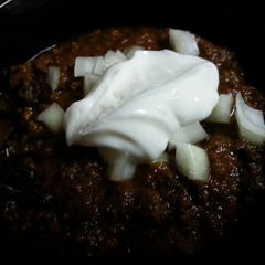 A picture of Nutribullet / crockpot chili.