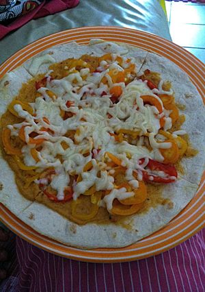 A picture of Easy Hummus Pizza.