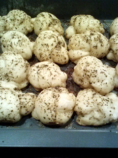 A picture of Pretzel dough garlic knots.