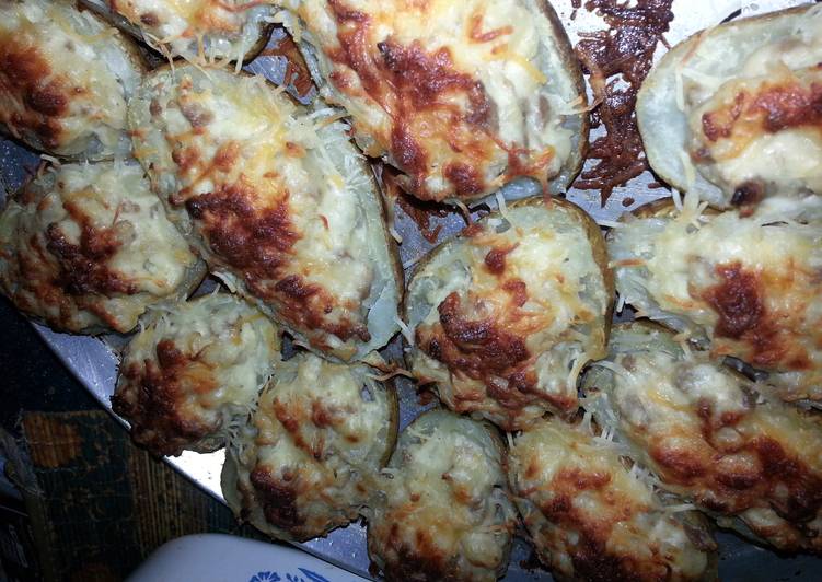 Recipe of Quick twice baked stuffed potato wedges