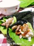 Korean-style Beef, Kimchi and Mayonnaise Hand Rolls
