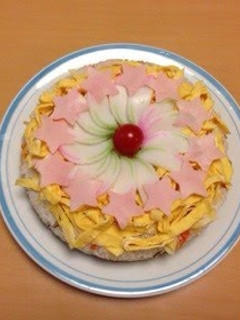 A picture of Sushi Cake for Doll's Festival.