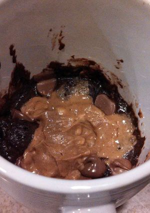 A picture of Double Chocolate Chip Peanut Butter Mug Cookie.