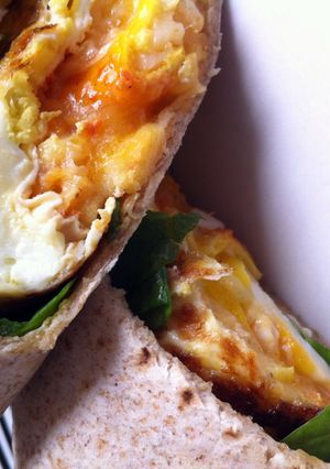 A picture of Cheese egg And Spinach Leaf Morning Wrap.