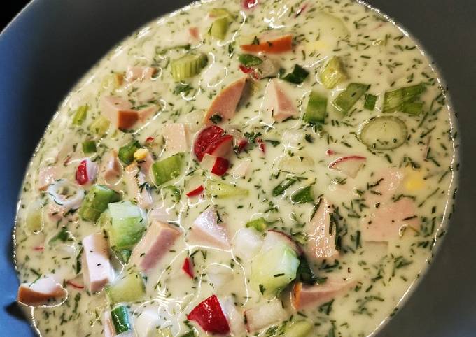 Okroschka (nyári hideg leves) Kaltes Sommersuppe | Cristina receptje ...