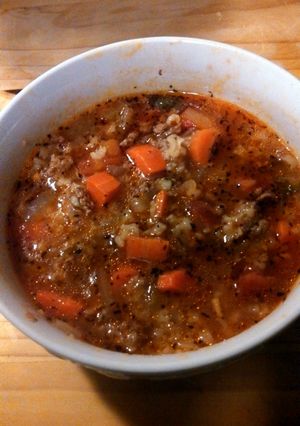 A picture of Hearty Hamburger Soup.