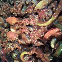 A picture of hearty pasta sauce.