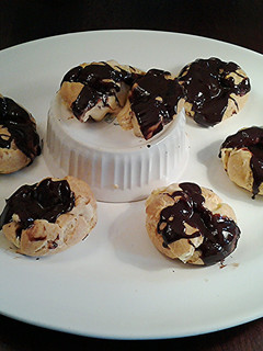 A picture of Salted -Caramel Cream Puffs with Chocolate Ganache Glaze.