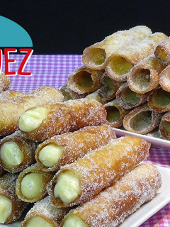 Una foto de Cañas fritas con y sin relleno de crema pastelera