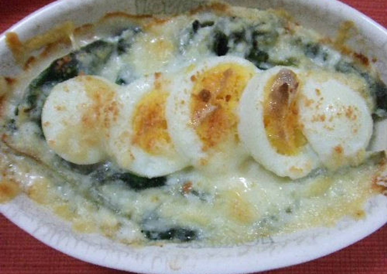 Egg and Spinach Soy Milk au Gratin