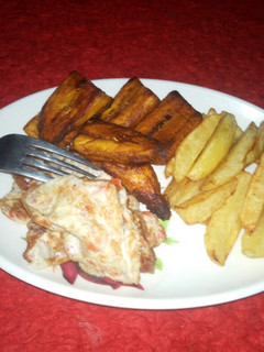 A picture of Fried Irish & plaintain.