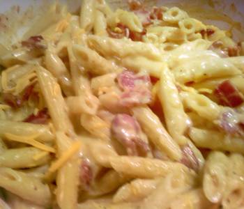 Unique Cuisine cheddar bacon penne Delicious