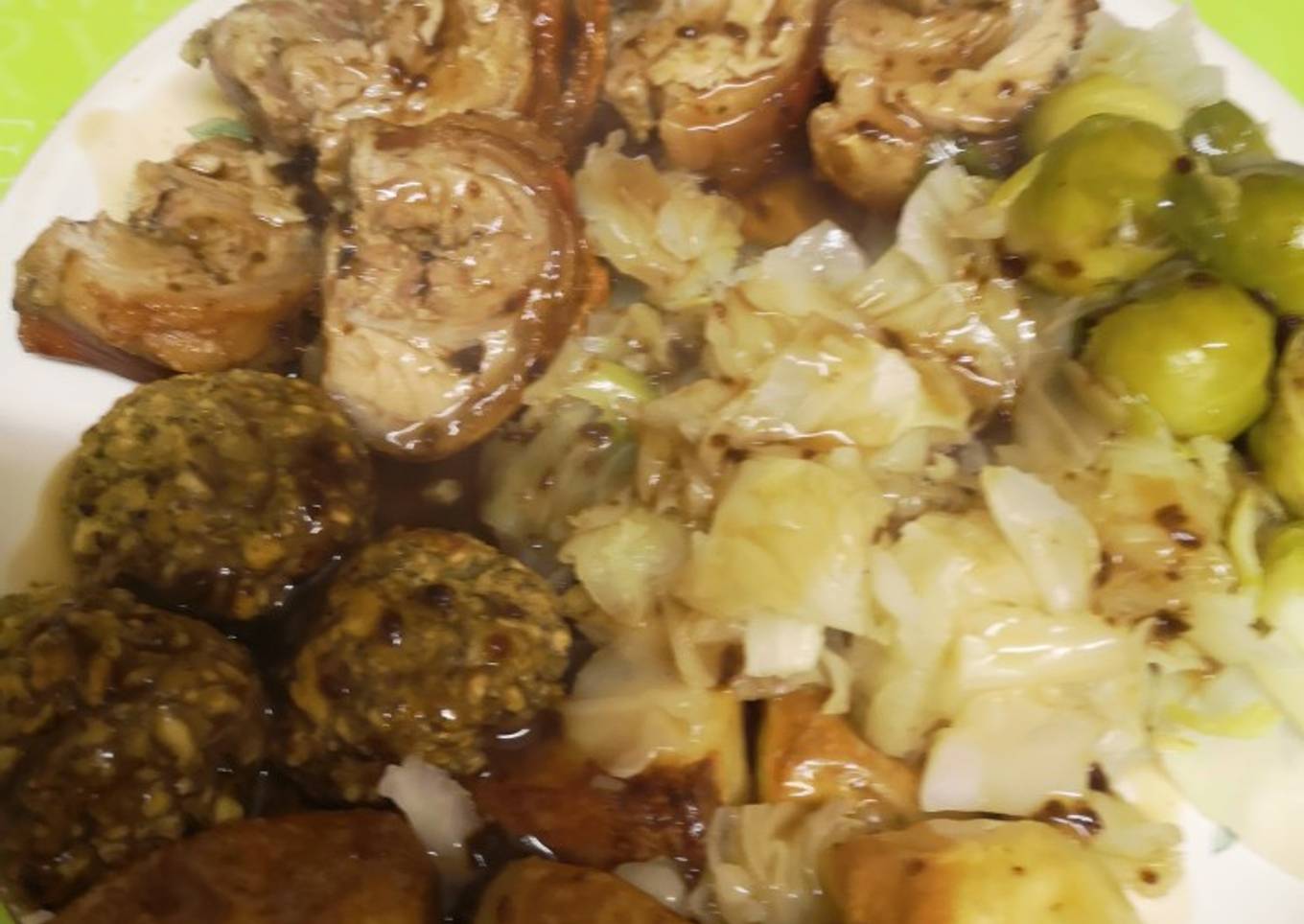 Rolled Pork belly stuffed with Sage and onion stuffing