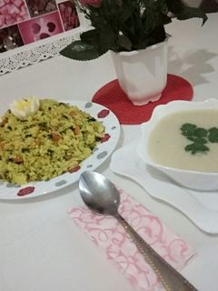 صورة لوصفة ارز بالخضار وحساء البطاطا بالجبن 😘